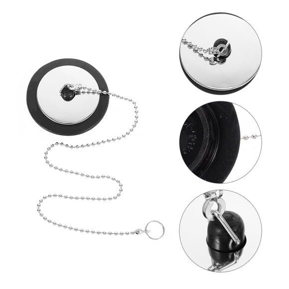 Luxshiny 2pcs Rubber Bath Tub Drain Plug with Chain for Universal Size Use