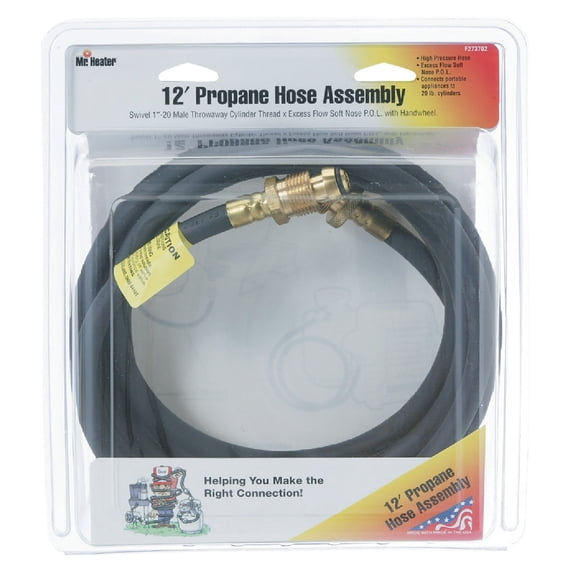 Mr Heater® F273702 Propane Hos Assembly, Solid Brass Fittings, 12'
