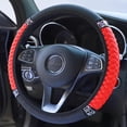 thumbnail image 2 of Bling Soft Leather Steering Wheel Cover 15 Inch with Sparkly Diamond Rhinestones for Women and Girls – Elastic Car Accessory for Most Cars (Red), 2 of 11