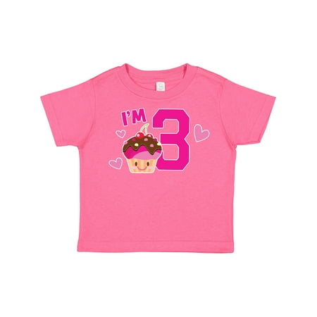 

Inktastic I m 3 with Cute Cupcake and Hearts Gift Toddler Toddler Girl T-Shirt