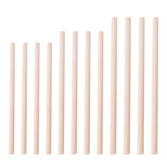 LABSERRON 150Pcs Round Dowel Rods for Crafts Beige 0.5X0.5X7.9In Natural Craft Wood Sticks