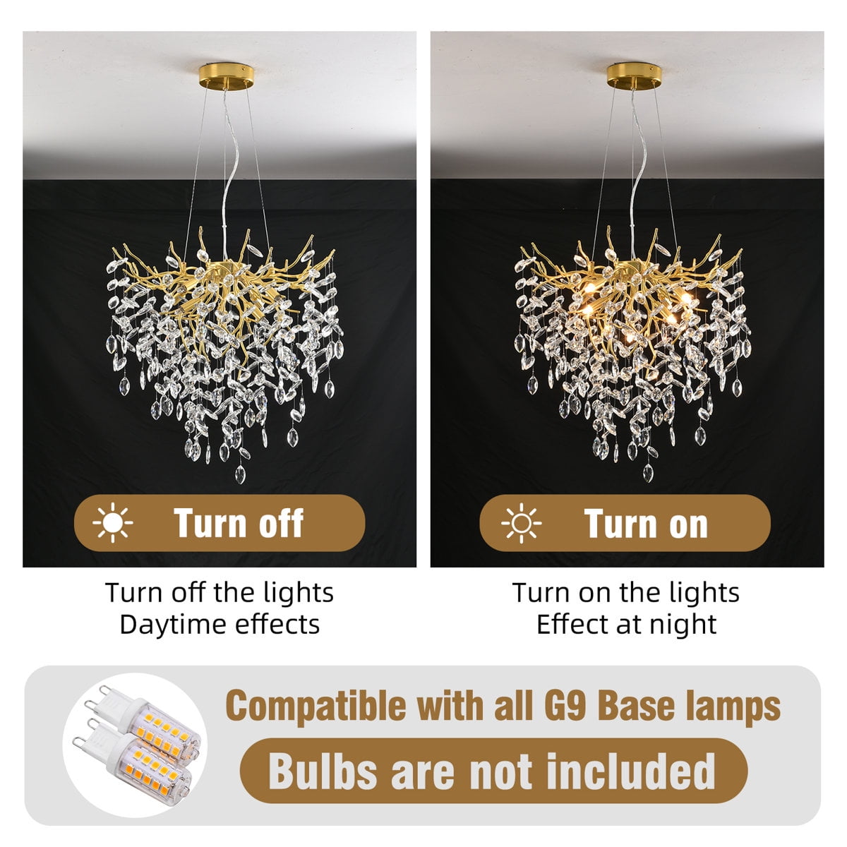 RRBEST Luxury Tree Branch Chandelier,Modern Chandelier Crystal Light Fixture,Pendant Light for Living Rooms