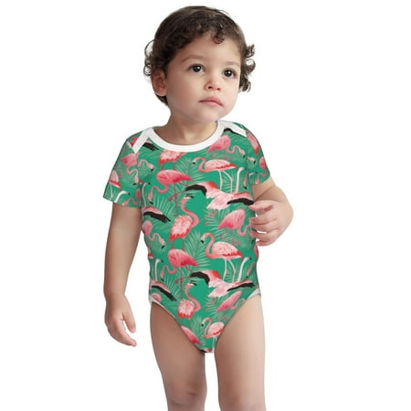 

Fotbe Tropical Flamingo Pattern Unisex-baby Short-sleeve Bodysuit Short Sleeve Bodysuits One-piece 100% Organic Cotton for Infant Baby Boys Unisex-2 Years