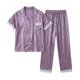 thumbnail image 2 of Neewe Women 2 Piece Plain Satin Lounge Long Sleeve Button Down Shirts and Wide Leg Pants Sets Sleepwear, 2 of 6