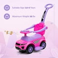thumbnail image 4 of OLAKIDS 4 in 1 Ride on Push Car, Toddlers Stroller Sliding Walking Toy with Horn, Music, Lights, Removable Guardrails and Handle, Underneath Storage, Baby Foot-to-Floor Walker for Boys Girls (Pink), 4 of 10