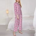 thumbnail image 3 of Honeii Cute Watermelon Flamingo print Women's Pajama Sets Long Sleeve Button Down Sleepwear Nightwear Soft Pjs Lounge Sets-Small, 3 of 7