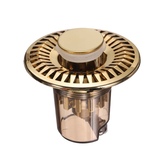 Uxcell 1 Pcs Bathroom Sink Drain Strainer with Removable Odor-Proof Cover, Gold Tone