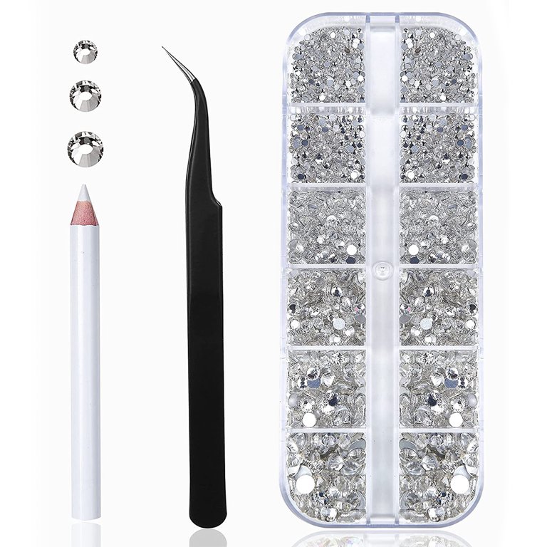 Nail Art Rhinestones Kit HUETFAT 120Pcs Multi Shapes Glass Crystal Ab nail  Stones Nail Jewels + Flatback Nail Gems Rhinestones for Nails 2400Pcs With  Pick Up Tweezer and Wax Pencil (120+2400pcs)