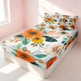thumbnail image 3 of Erosebridal Cartoon Flower Zipper Queen Comforter Set with Fitted Sheet and 2 Pillowcases, Chic Floral Zipper Bedding Set, Polka Dots Reversible, Orange Teal Yellow, Polka Dots Reversible, 3 of 7