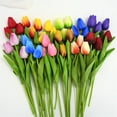 thumbnail image 5 of Multicolor Artificial Tulip Flowers, 20Pcs Fake Tulips Flower Bouquet, for Thanksgiving Gift Vase Wedding Mother's Day, 5 of 6