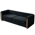 thumbnail image 3 of Velvet Couch, Modern Upholstered Sofa with Arms and Golden Metal Legs for Living Room Bedroom and Office, Black, 3 of 7