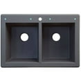 thumbnail image 3 of Transolid Radius 33in x 22in silQ Granite Drop-in Double Bowl Kitchen Sink with 2 CD Faucet Holes, In Grey, 3 of 4
