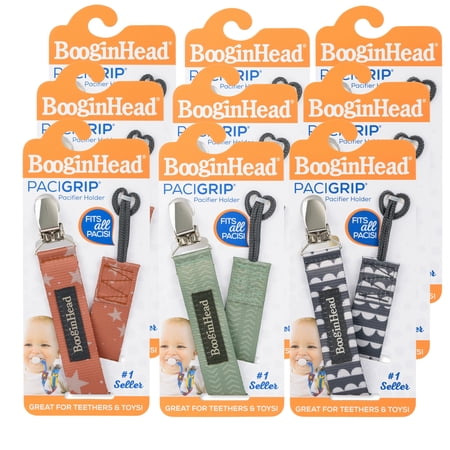 BooginHead Universal Pacifier Clip, Infant Toddler Boys and Girls, Sienna Sage Charcoal