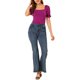 thumbnail image 2 of Blusa de manga abullonada transparente elegante para mujer Inspire Chic, tops de cuello cuadrado de verano, color púrpura, talla XS, 2 of 7
