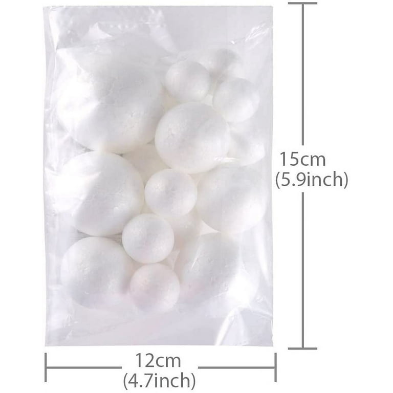 Pllieay 100 Pieces 5 Sizes White Foam Balls Polystyrene Craft Balls Art Decoration Foam Balls for DIY Art Craft School Projects and Easter Party