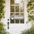 thumbnail image 4 of Light Gray Wooden Welcome Wall Plaque, Outdoor Welcome Sign, Wooden Wall Decor, Farmhouse Decor, 8X2.5 Inch Hanging Ornament with Twine Bow and White Heart Detail for Soft Warm, 4 of 7