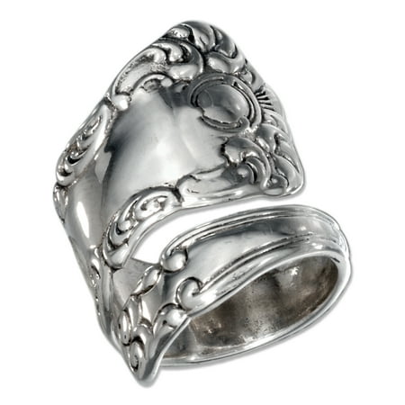 - STERLING SILVER SPOON RING WITH SWIRL DESIGN AND ANTIQUED FINISH