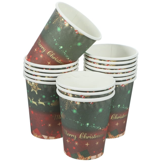 32 Uds. Vasos de papel con temática navideña, vasos para bebidas navideñas, vasos de papel para helado