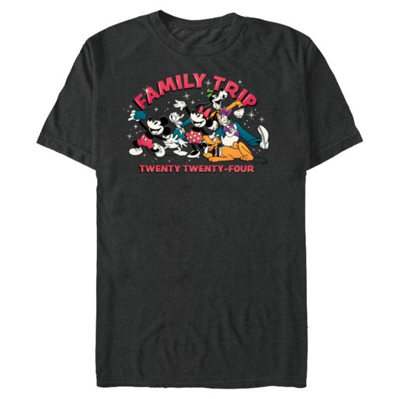 Disney Mickey & Friends Vacation Selfie Family Trip 2024 - Short Sleeve Blended T-Shirt for Adults - Customized-Dark Heather