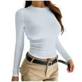 thumbnail image 2 of Cavosen Base Layer Women Seamless Long Sleeve Crewneck Stretch Tees Thermal Solid Fitted Undershirts Soft Comfy Trendy Tops, 2 of 4