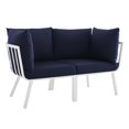 thumbnail image 2 of Modway Riverside Ensemble de Canapé Sectionnel d'Extérieur en Aluminium 2 Pcs pour Patio, Blanc/marine, 2 of 11