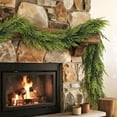 thumbnail image 4 of Guvpev 2Pcs Artificial Norfolk Pine Garland - 9FT Real Touch Winter Pine Needles Christmas Garland, Seasonal Decor Greenery Garland for Home, Fireplace, Wall, Stairs, Table, Indoor Outdoor Xmas Decor, 4 of 9