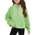 thumbnail image 2 of GiLiling Girls Sweatshirt, Half Zip Cropped Pullover Fleece Quarter Zipper Hoodie, Fall Fashion Outfit Clothes (Light Green, 3-4 Years), 2 of 4