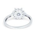 thumbnail image 3 of Halo Floral Engagement Ring Simulated Cubic Zirconia 925 Sterling Silver Size 9, 3 of 5