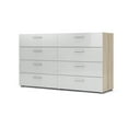 thumbnail image 3 of Tvilum Loft 8 Drawer Double Dresser for Adults, Oak Structure and White High Gloss, 3 of 12
