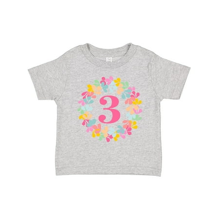 

Inktastic 3rd Birthday Flower Wreath 3 Year Old Girl Gift Toddler Toddler Girl T-Shirt