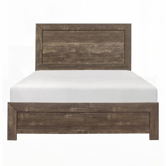Full Size Wooden Platform Bed with Rustic Brown Finish, Suitable for Bedroom, 54"H, 300lbs Capacity