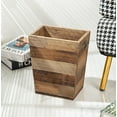 thumbnail image 2 of Small Wood Trash Can, Farmhouse Rectangular Garbage Can Waste Basket, Rustic Distressed Reclaimed Wood Wastebasket, Vintage Wooden Trash Recycling Bin Storage Basket with Metal Handles (Natural) C104, 2 of 3