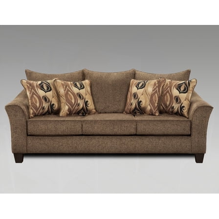 Modern Brown Fabric 3-Seater Sofa for Living Room