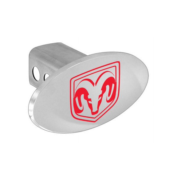 Dodge Metal Trailer Hitch Cover Plug Emblem With Red Dodge Logo