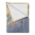 thumbnail image 2 of Fantasy Soft Flannel Fleece Throw Blanket, Watercolored Wooden Bridge Pier to the Sea Harbor Bay Coast Cloudy Day with Gull, Cozy Plush for Indoor and Outdoor Use, 70" x 90", Cream Blue, by Ambesonne, 2 of 5