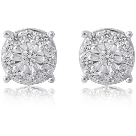 3/4 Carat T.W Diamond Sterling Silver Cluster Earrings