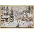 thumbnail image 5 of IDEA4WALL Framed Canvas Art Wall Decor Painting Rustic Winter Village Scene Snow-Covered Cottages and Pine Trees Fine Art Vintage Retro Chic for Dorm Home Office - 24"x36" Natural, 5 of 5