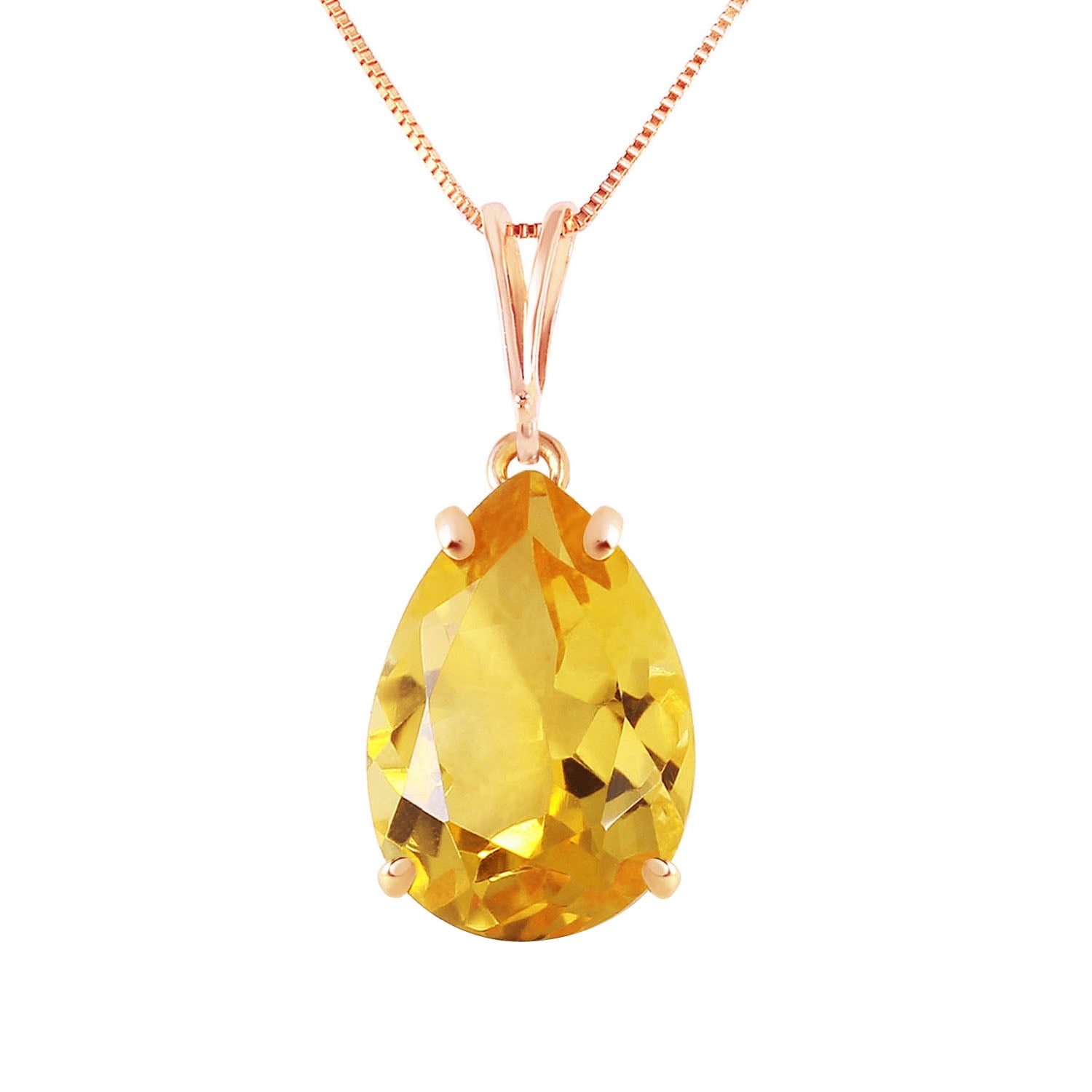 Galaxy Gold 14K Solid Gold 5 Carat Natural Citrine Pendant Necklace for Women - Rose Gold Fine Jewelry