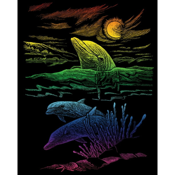 Rainbow Foil Engraving Art Kit 8"X10"Dolphin Reef