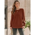 thumbnail image 2 of Womens Long Sleeve Tops Dressy Casual Shirts Pleated Crewneck Basic Blouses Fall Trendy Outfits, 2 of 6