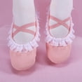 thumbnail image 2 of Miqool Kids Canvas Ballet Dance Shoes Lace Trim Soft Sole Slip-On Elastic Cross Strap Toddler to Big Kid Practice Stage Performance Footwear, 2 of 9