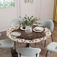 thumbnail image 5 of Coffee Owl Round Tablecloth for 45-54 Inch Tables, Fitted Table Cover with Elastic Edge, Cute Bird Big Eyes Animals Brown Beans Waterproof Outdoor Table Cloth Protector for Patio Garden Dinner Picnic, 5 of 9