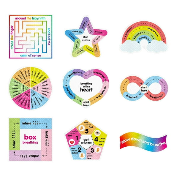 Calm Strips, 9pcs Motivational Stickers, Waterproof Tactile Rough Aesthetic Rainbow Style Textured Stickers For Desk, Phone Adults Teens