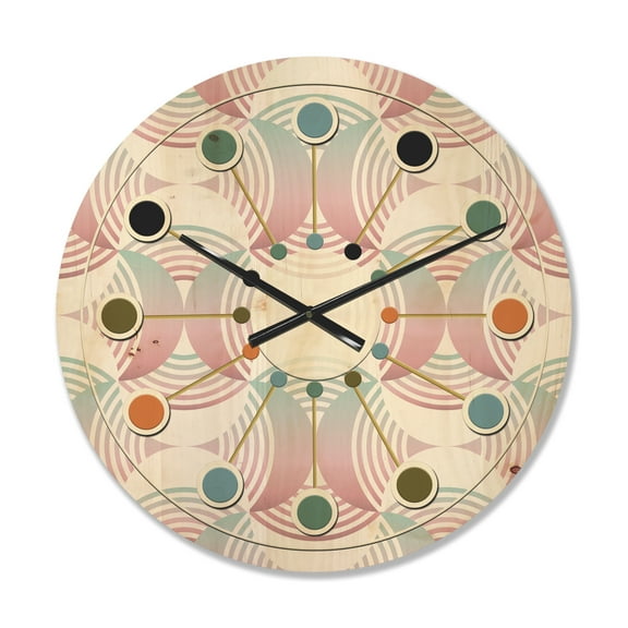 Designart 'Geometrical Abstract Retro Pattern I' Mid-Century Modern Wood Wall Clock