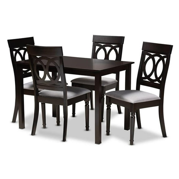 Bowery Hill 5-Piece Wood Upholstered Dining Set in Gray and Espresso