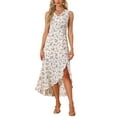 thumbnail image 2 of INSPIRE CHIC Women's Floral Print Summer A-Line High Low Side Slit Sleeveless Midi Dress, 2 of 5