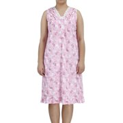 Ezi Womens Nightgowns14 Sleeveless V-Neck Cotton-Rich Nightgown