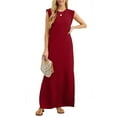 thumbnail image 3 of XVJRHAK Womens Spring Dresses Women's Summer Solid Color Sleeveless Loose Casual Long Dress (Red,S), 3 of 4