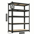 thumbnail image 2 of Heavy Duty Garage Shelving Unit, 2000 lbs Metal Storage Shelves, 5-Tier Adjustable Steel Shelving Rack, Freestanding Garage Storage Rack, Easy Assembly, 60" H for Basement Pantry Warehouse, 2 of 7