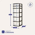 thumbnail image 2 of Drawer Tower, 6-Tier Clear Plastic Storage Organizer Cart, White Frame - Heavy-Duty Organizing Drawers for Home, Bedroom, and Closet Organization, 2 of 7